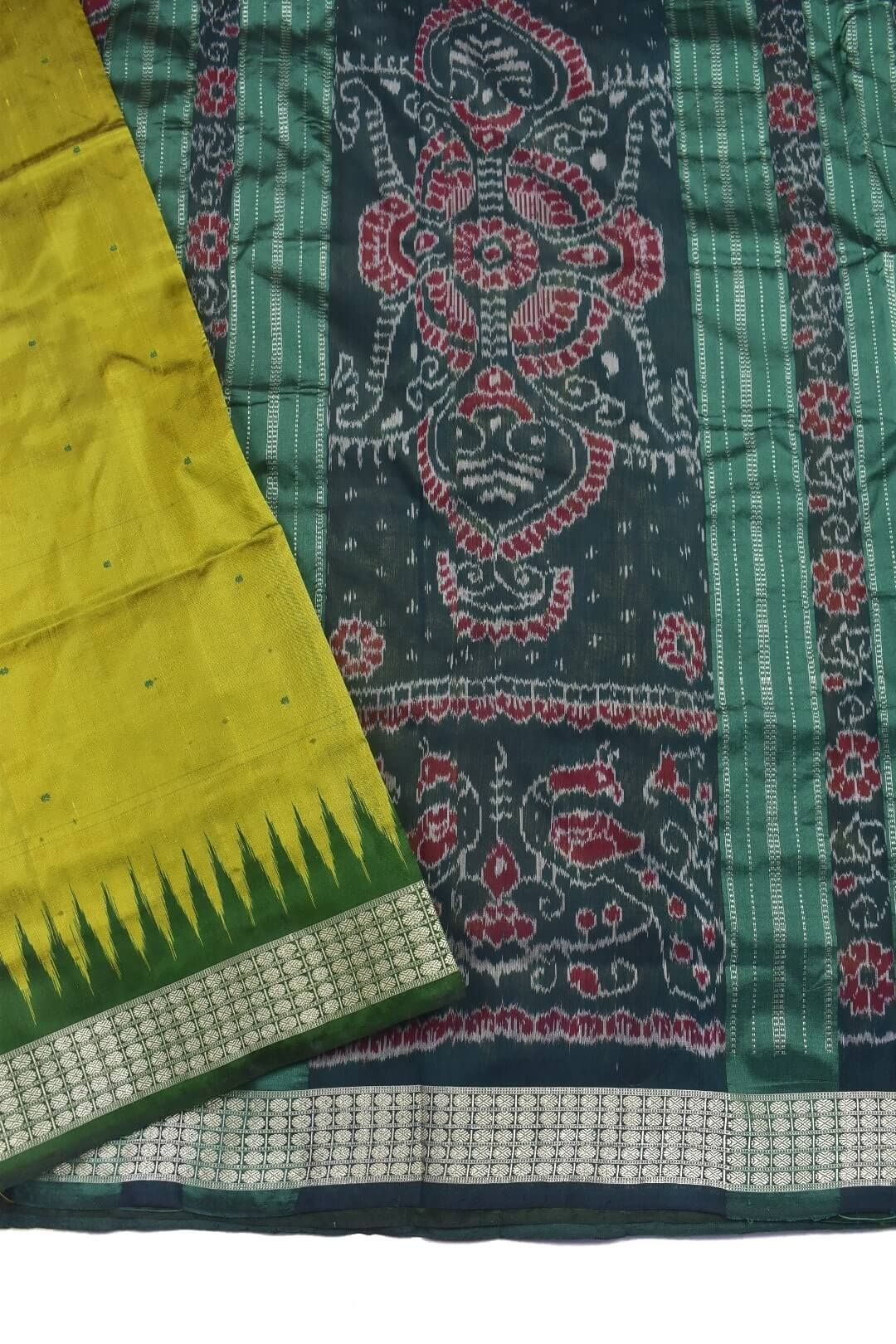 Yellow Colour Sambalpuri Handloom Bandha Silk Saree - Image 3