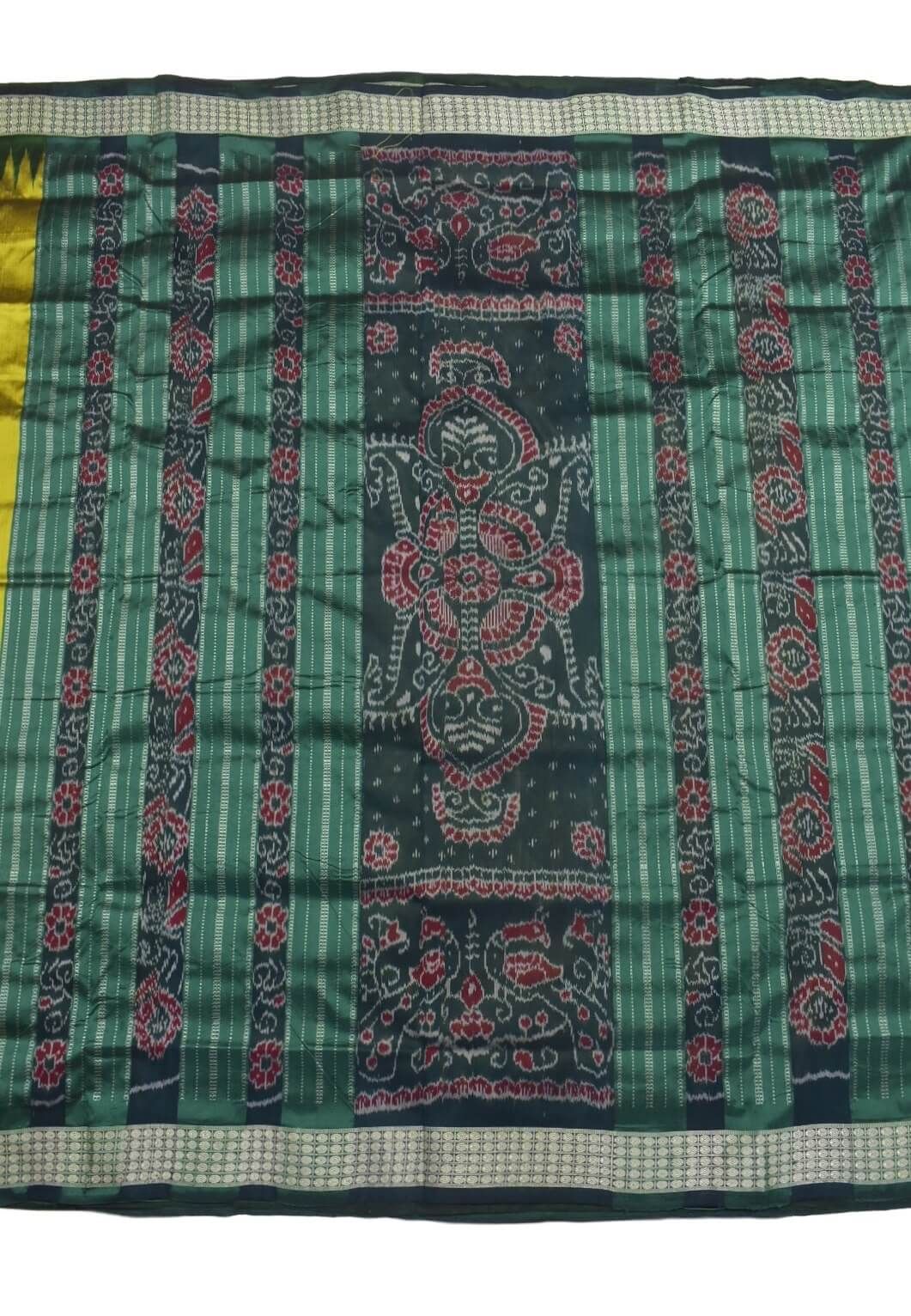 Yellow Colour Sambalpuri Handloom Bandha Silk Saree - Image 2
