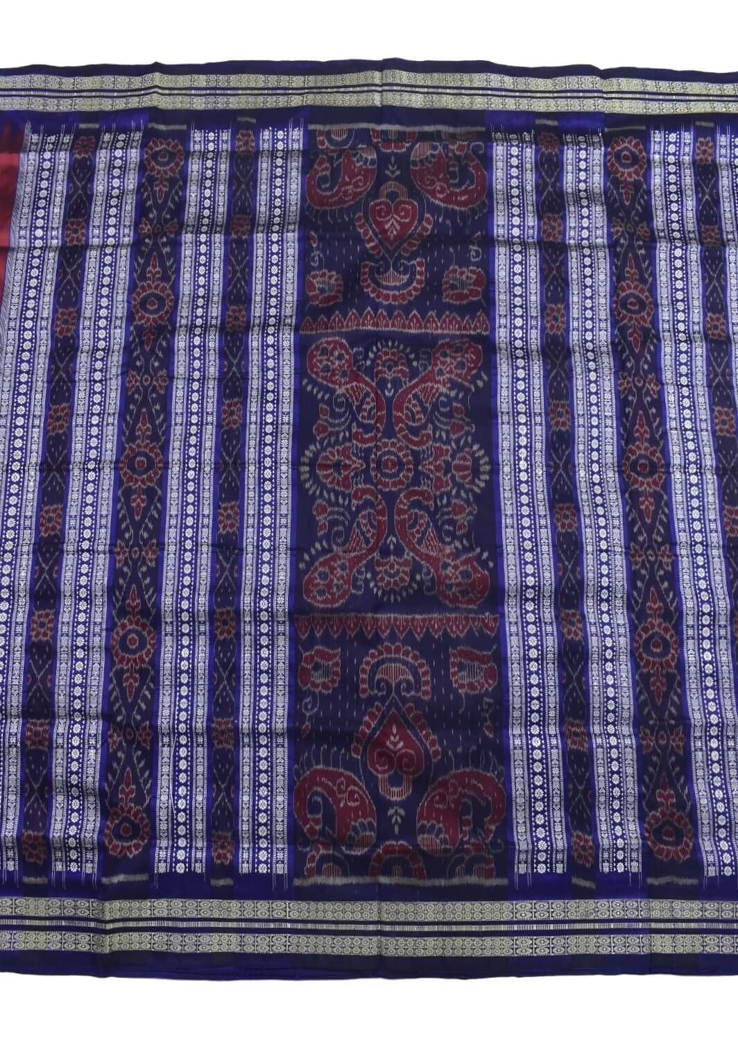 Red Colour Sambalpuri Handloom Bandha Silk Saree - Image 2