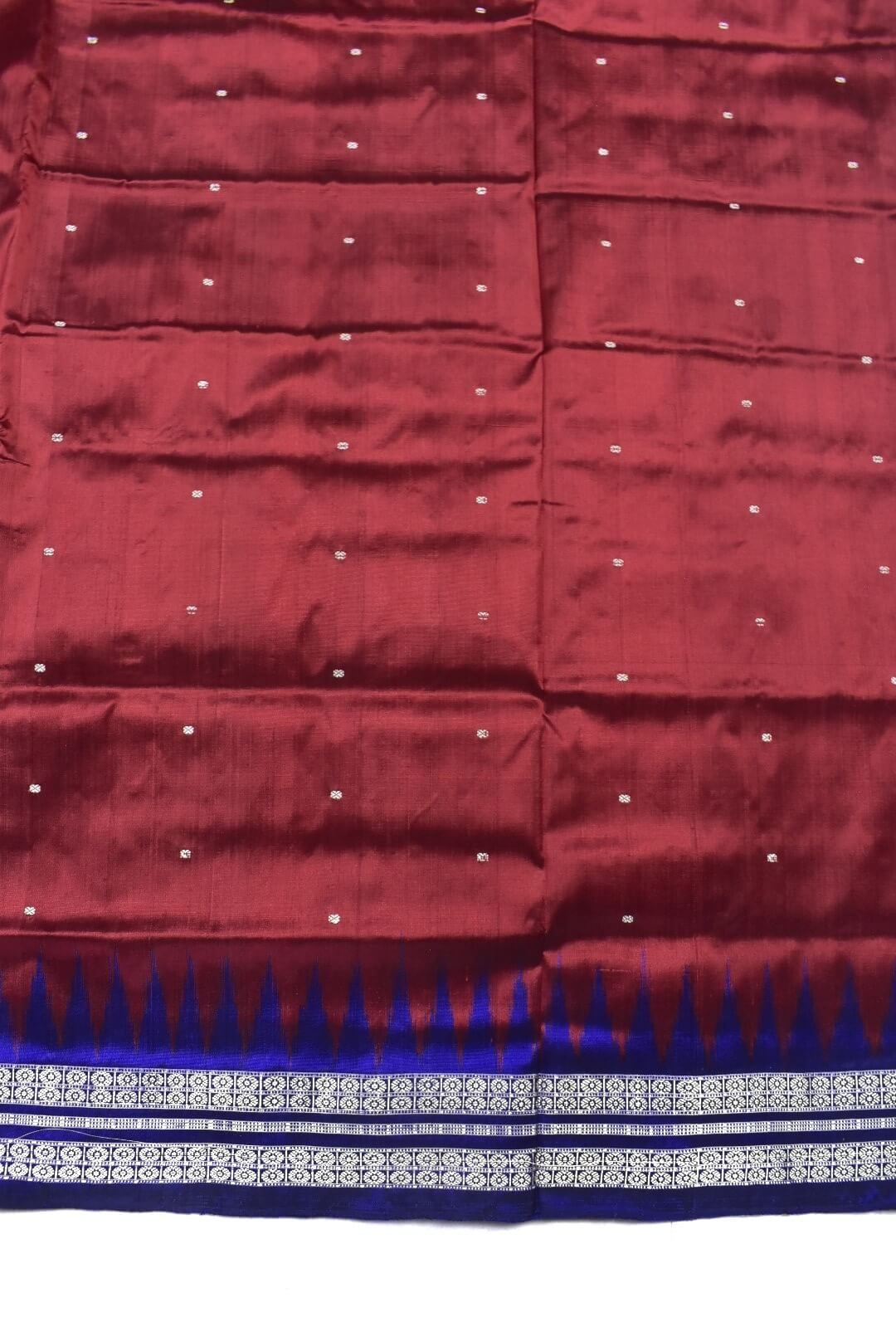 Red Colour Sambalpuri Handloom Bandha Silk Saree - Image 4