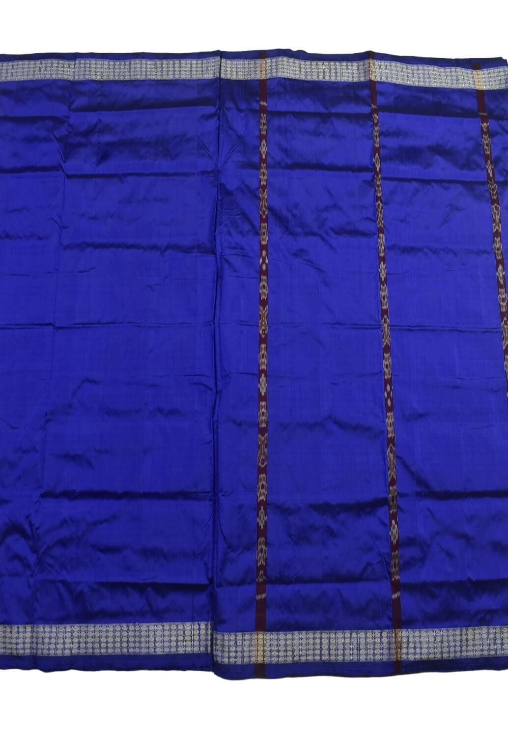 Blue-Red Combination Patli Design Sambalpuri Handloom Silk Saree - Image 2
