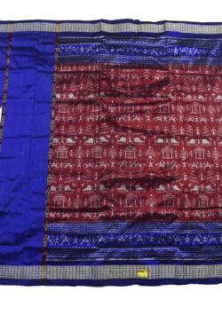 Blue-Red Combination Patli Design Sambalpuri Handloom Silk Saree