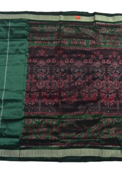 Green-Coffe Combination Patli Design Sambalpuri Handloom Silk Saree