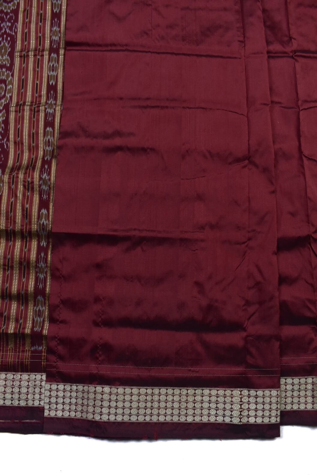 Black-Maroon Combination Patli Design Sambalpuri Handloom Silk Saree - Image 6