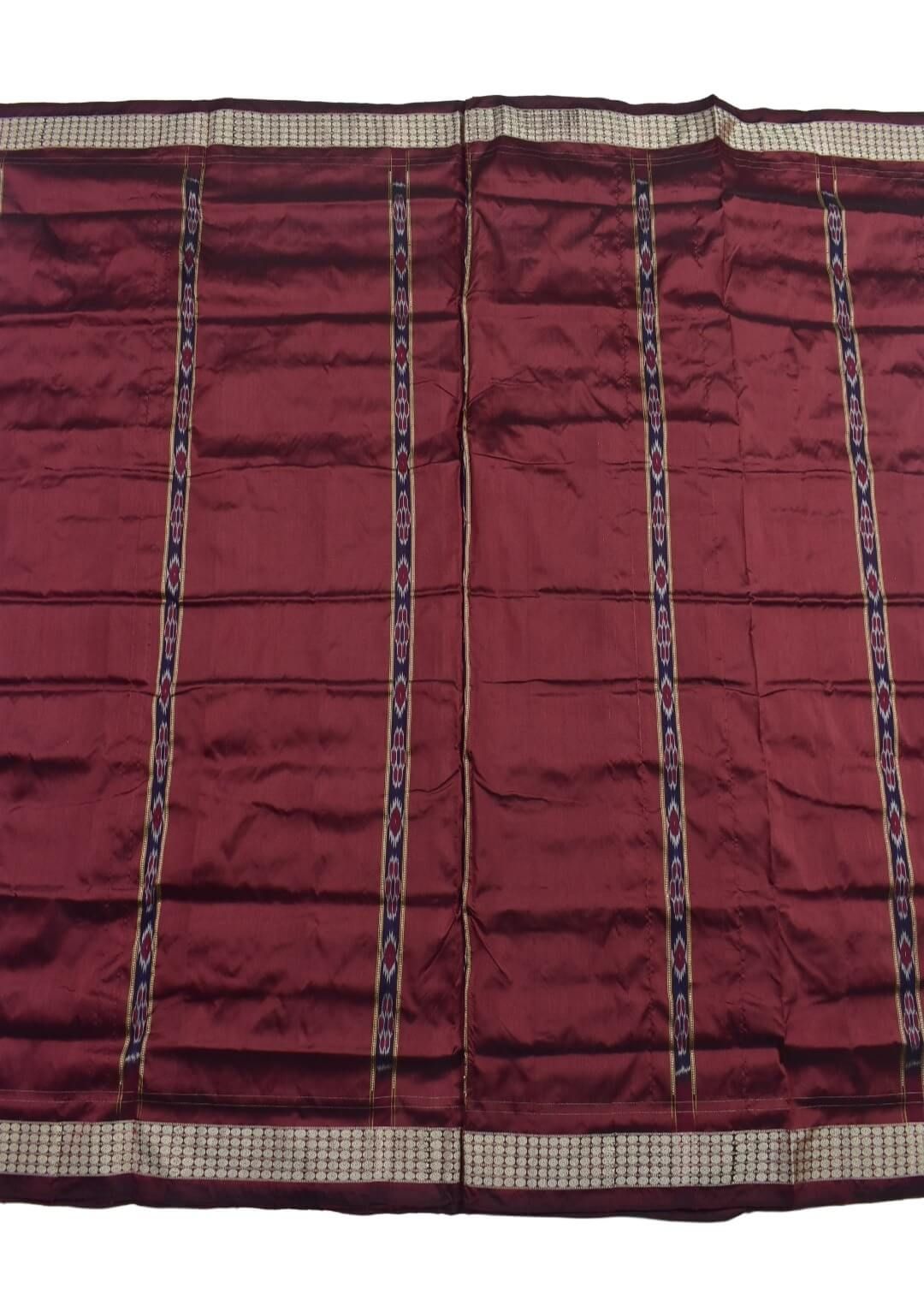 Black-Maroon Combination Patli Design Sambalpuri Handloom Silk Saree - Image 2