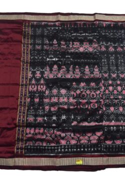 Black-Maroon Combination Patli Design Sambalpuri Handloom Silk Saree