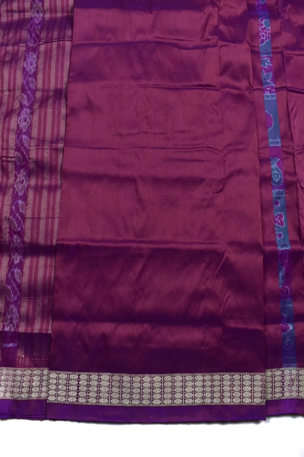 Blue-Red Combination Patli Design Sambalpuri Handloom Silk Saree - Image 5