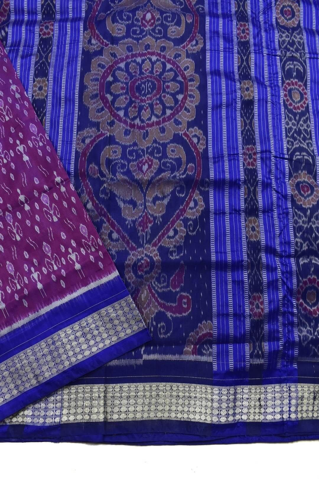 Purple Colour Sambalpuri Handloom Bandha Silk Saree - Image 3