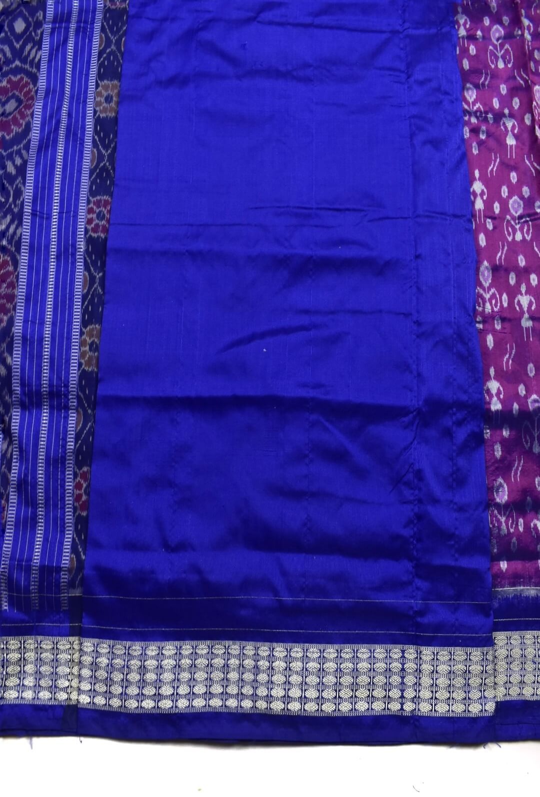 Purple Colour Sambalpuri Handloom Bandha Silk Saree - Image 5