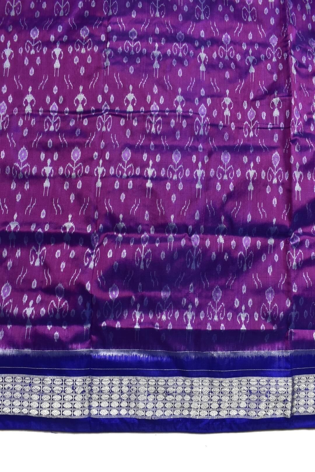 Purple Colour Sambalpuri Handloom Bandha Silk Saree - Image 4