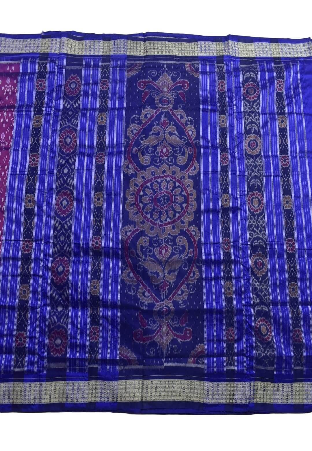 Purple Colour Sambalpuri Handloom Bandha Silk Saree - Image 2