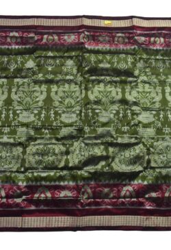 Green Colour Sambalpuri Handloom Bandha Silk Saree