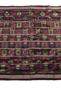Maroon Colour Sambalpuri Handloom Bandha Silk Saree