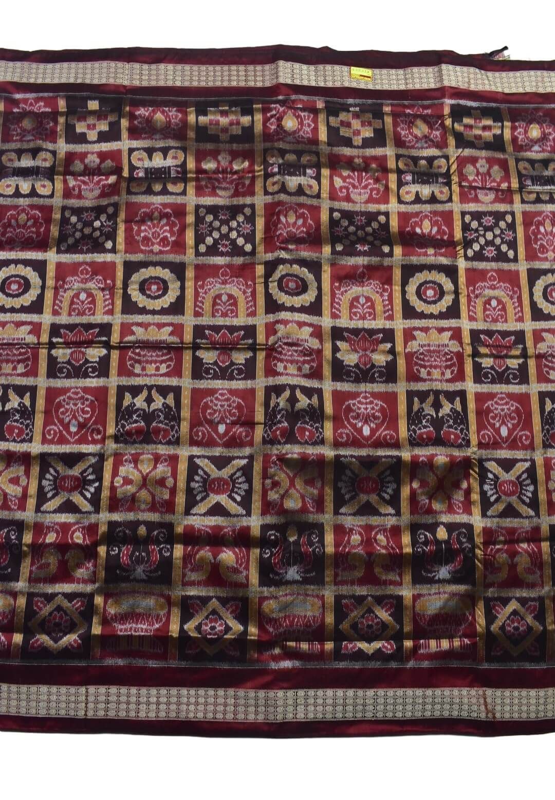 Red-Black Colour Sambalpuri Handloom Bandha Silk Saree