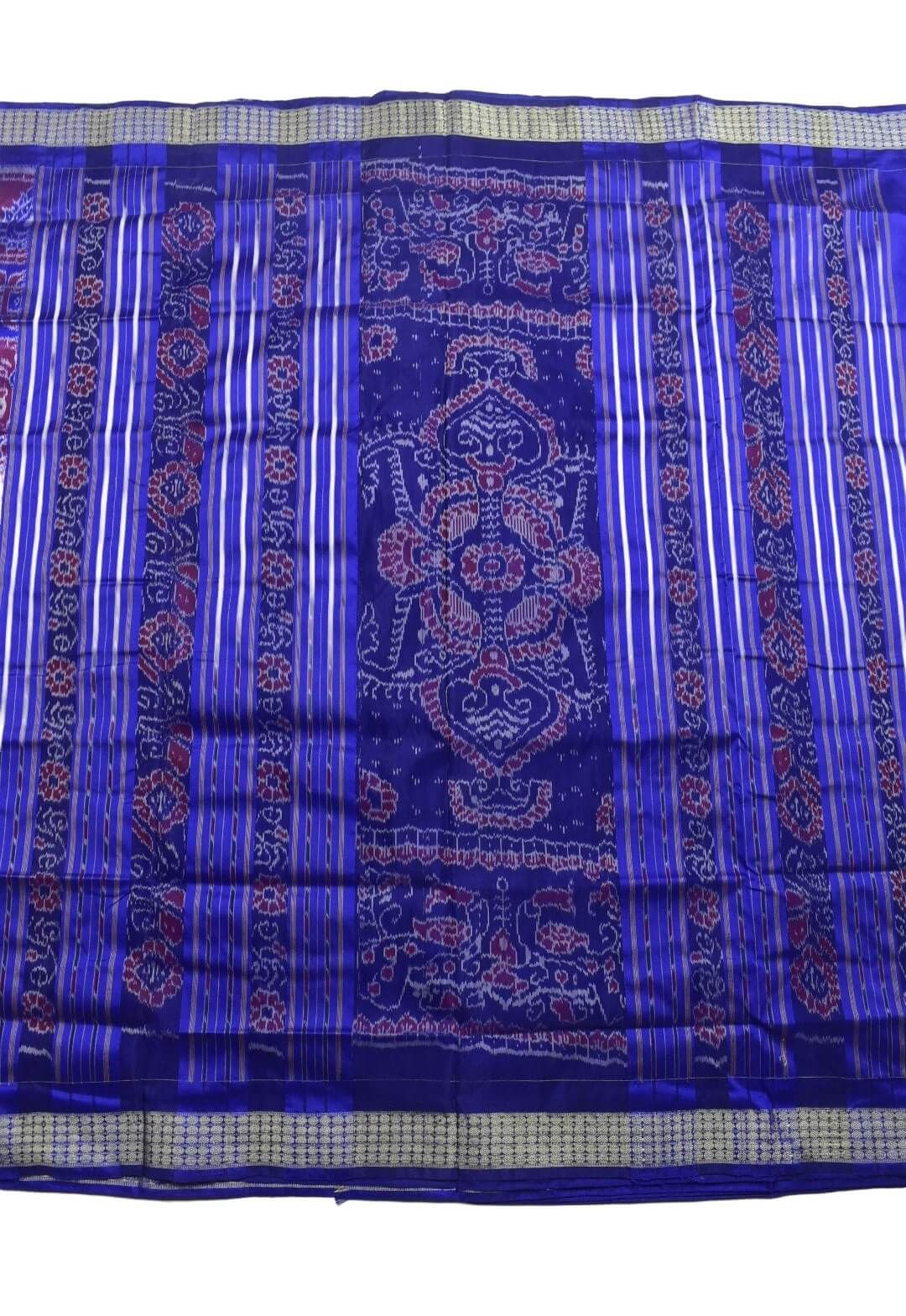 Blue Colour Sambalpuri Handloom Bandha Silk Saree - Image 2