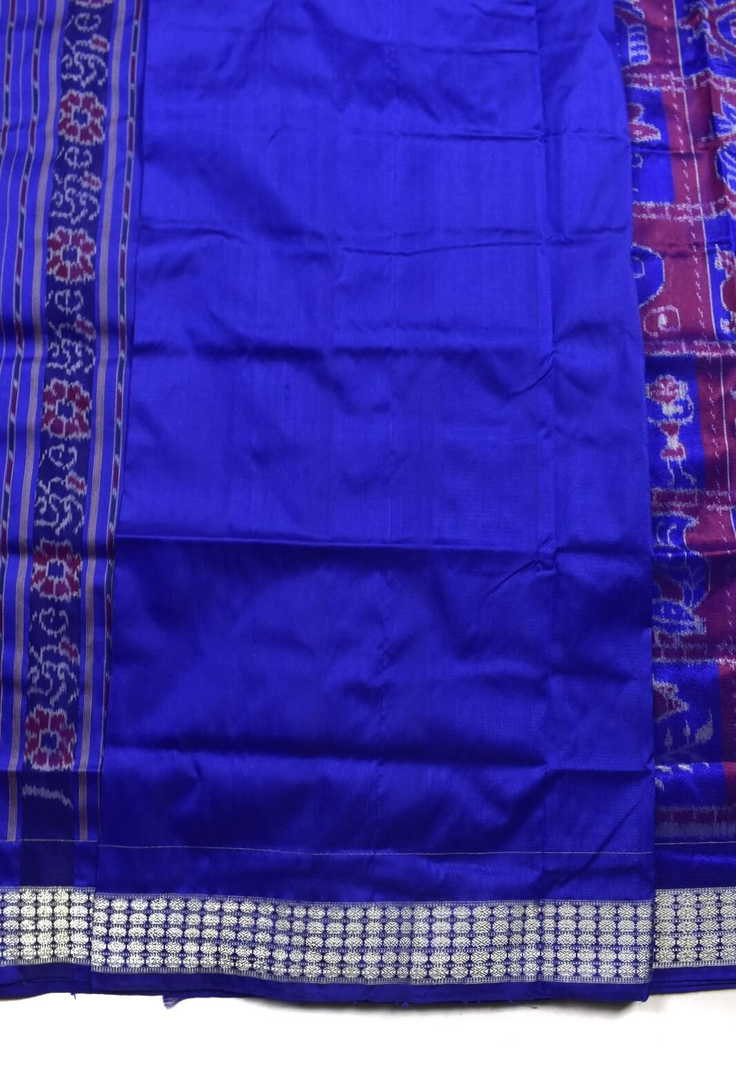Blue Colour Sambalpuri Handloom Bandha Silk Saree - Image 5