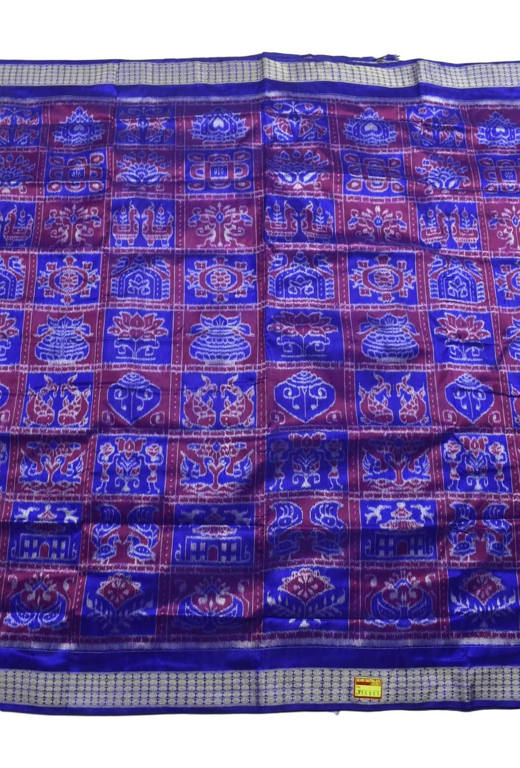 Blue Colour Sambalpuri Handloom Bandha Silk Saree