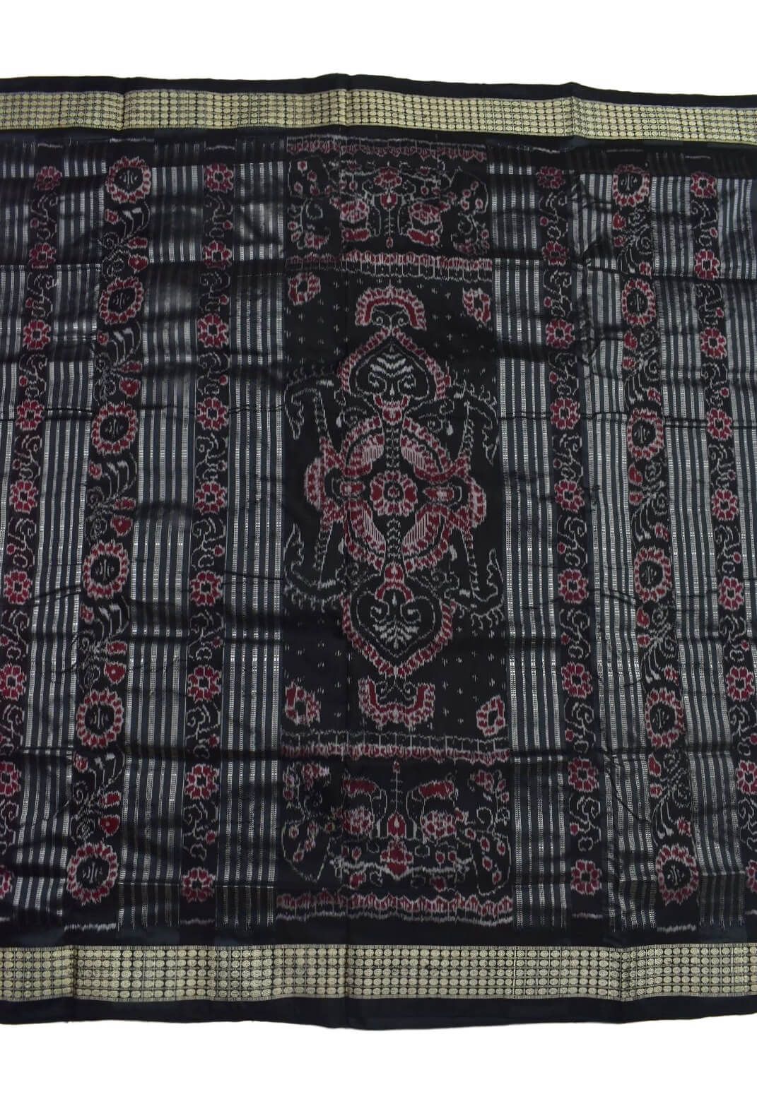 Red Colour Sambalpuri Handloom Bandha Silk Saree - Image 2