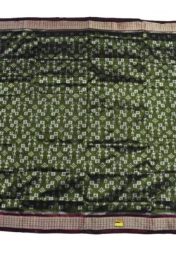 Green Colour Sambalpuri Handloom Bandha Silk Saree