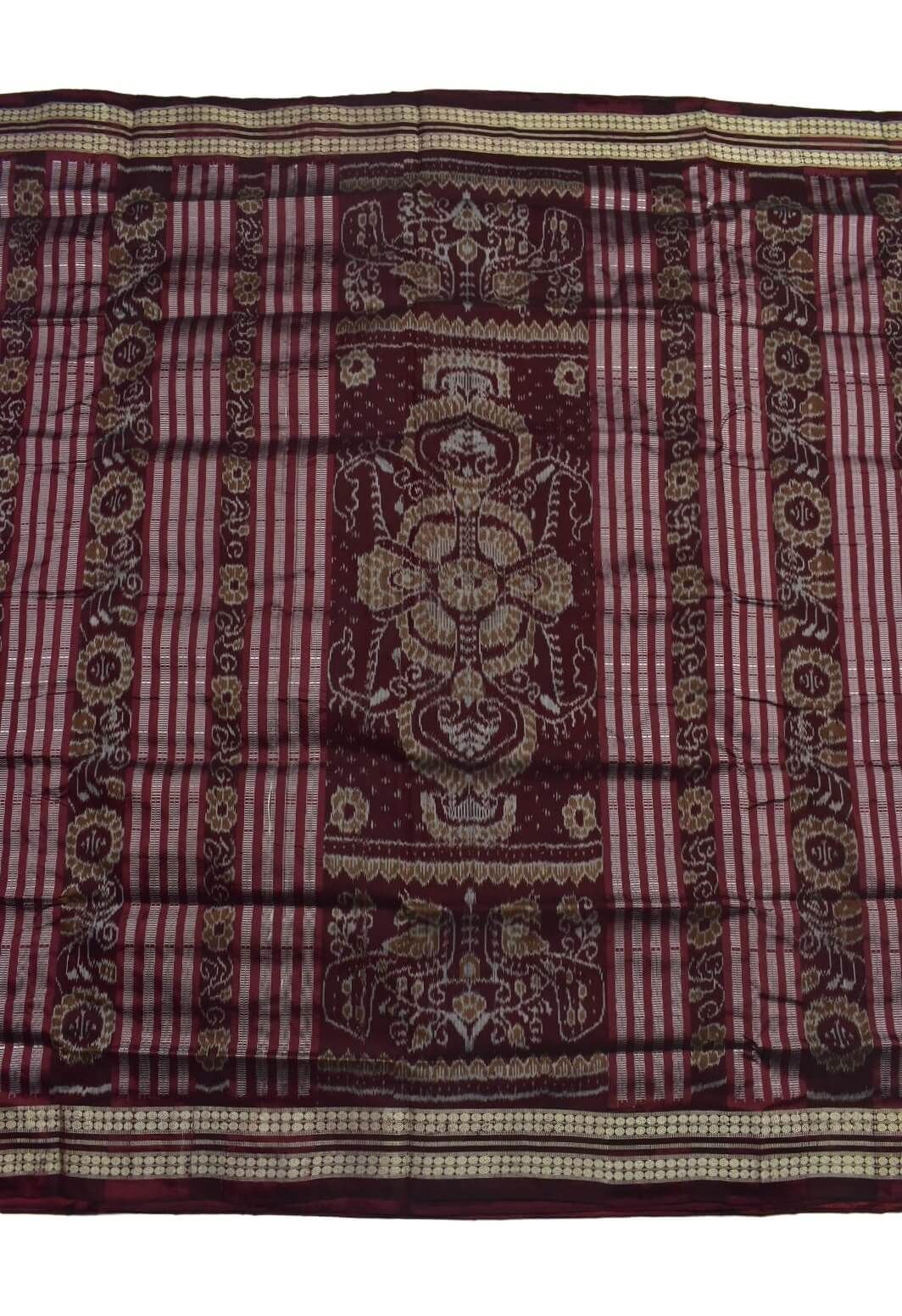 Red-Blue Colour Sambalpuri Handloom Bandha Silk Saree - Image 2