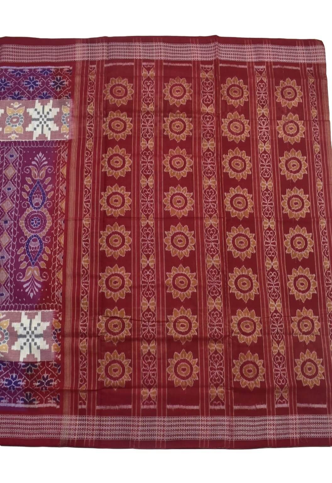 Purple Colour Sambalpuri Handloom Cotton Bandha Saree - Image 2