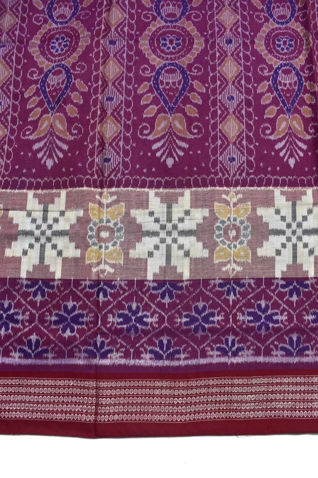 Purple Colour Sambalpuri Handloom Cotton Bandha Saree - Image 4