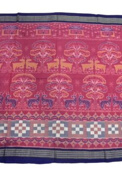 Pink Colour Sambalpuri Handloom Cotton Bandha Saree