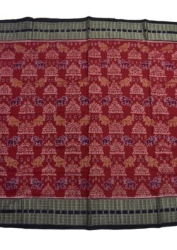 Red  Colour Sambalpuri Handloom Cotton Bandha Saree