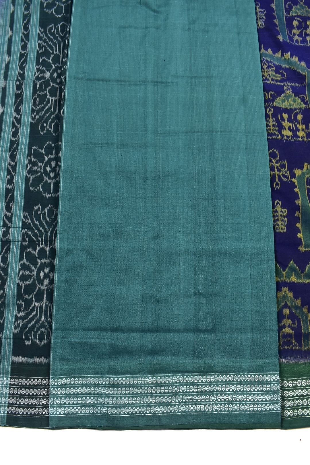 Blue Colour Tribal Design Sambalpuri Handloom Cotton Bandha Saree - Image 5