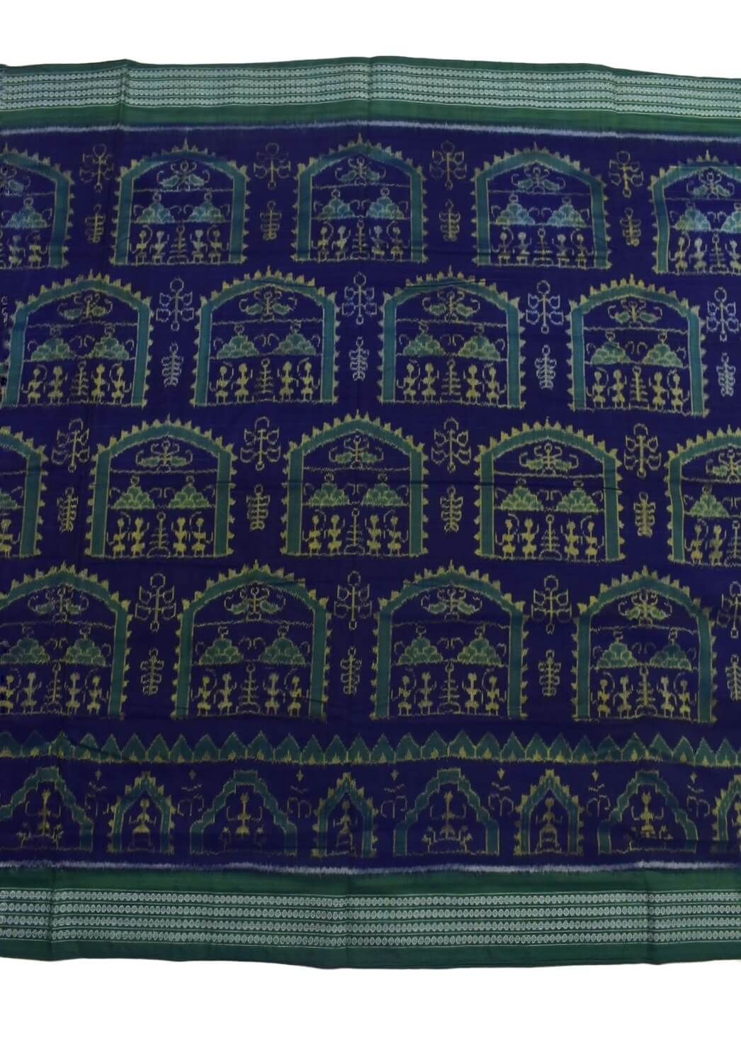 Blue Colour Tribal Design Sambalpuri Handloom Cotton Bandha Saree