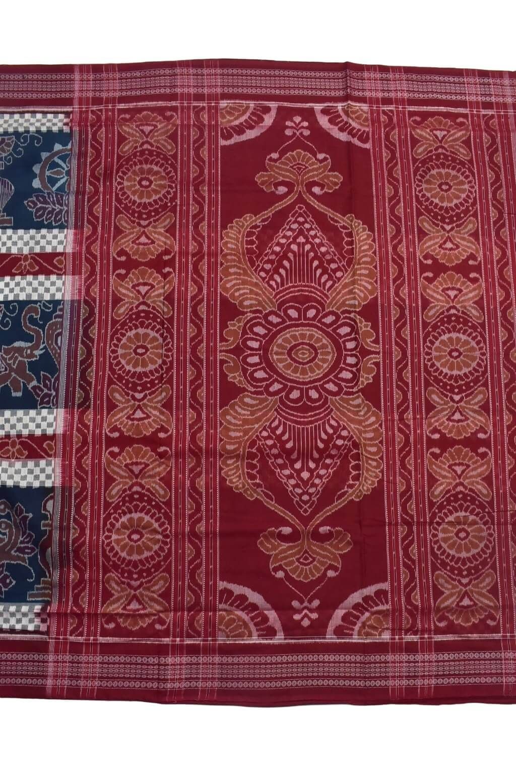 Sumati Colour Elephant Design Sambalpuri Handloom Cotton Bandha Saree - Image 2