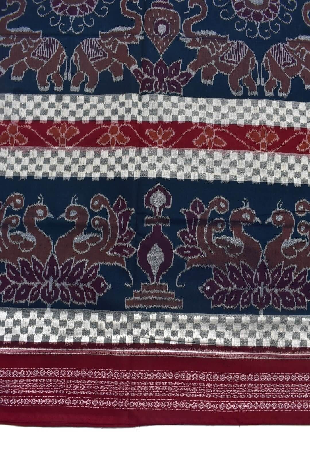 Sumati Colour Elephant Design Sambalpuri Handloom Cotton Bandha Saree - Image 4