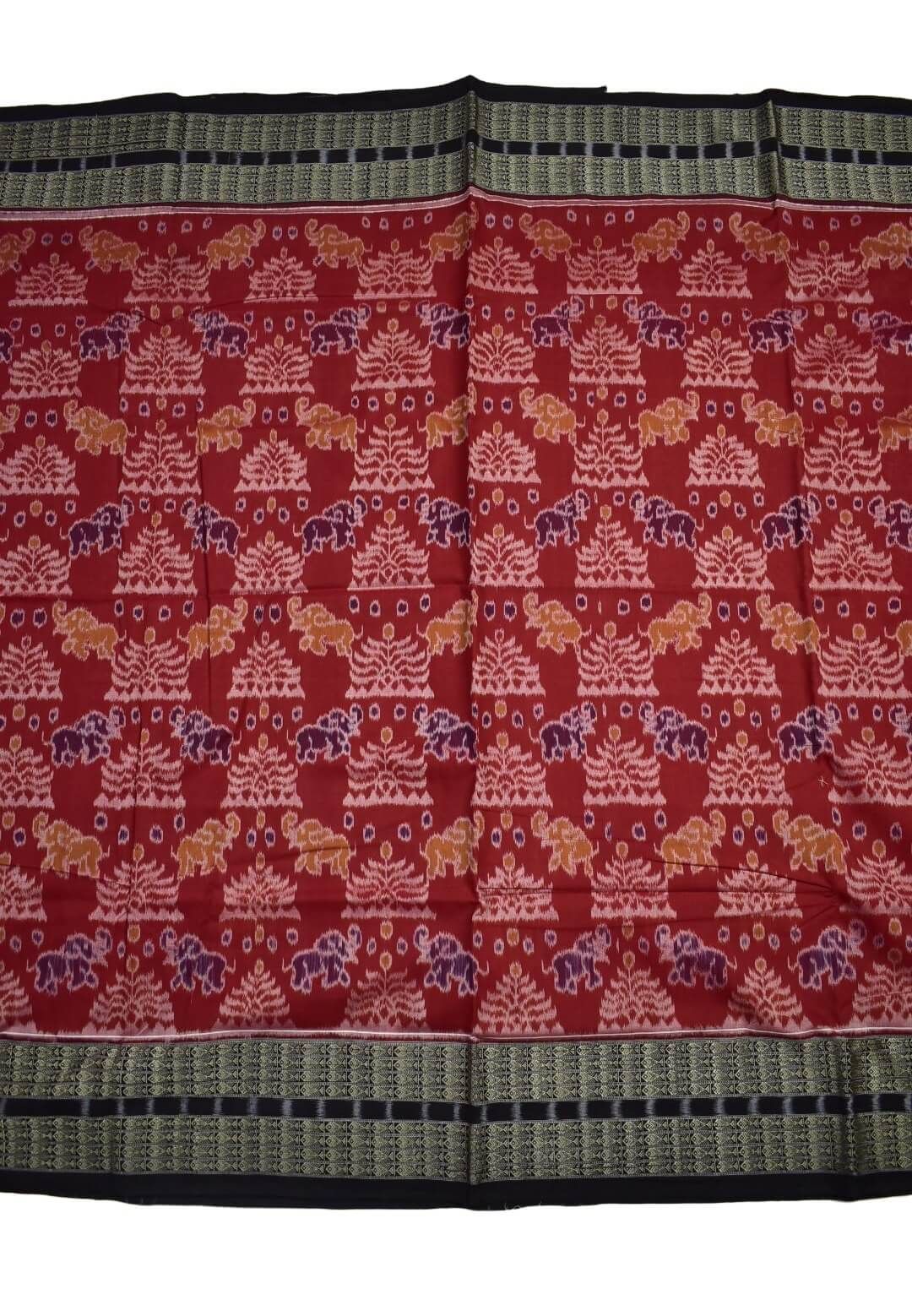 Red Colour Sambalpuri Handloom Bandha Cotton Saree