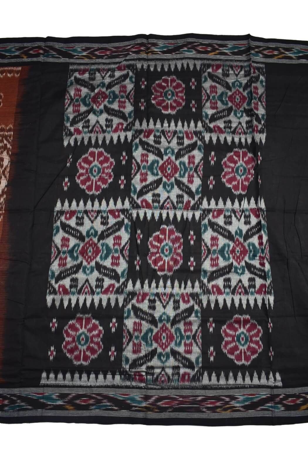Maroon Colour Sambalpuri Handloom Mania Bandha Cotton Saree - Image 2
