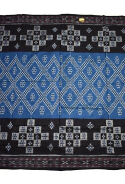 Sky-Black Colour Sambalpuri Handloom Mania Bandha Cotton Saree