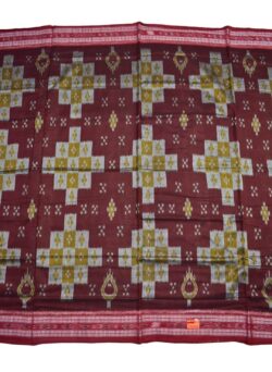 Maroon Colour Sambalpuri Handloom Mania Bandha Cotton Saree