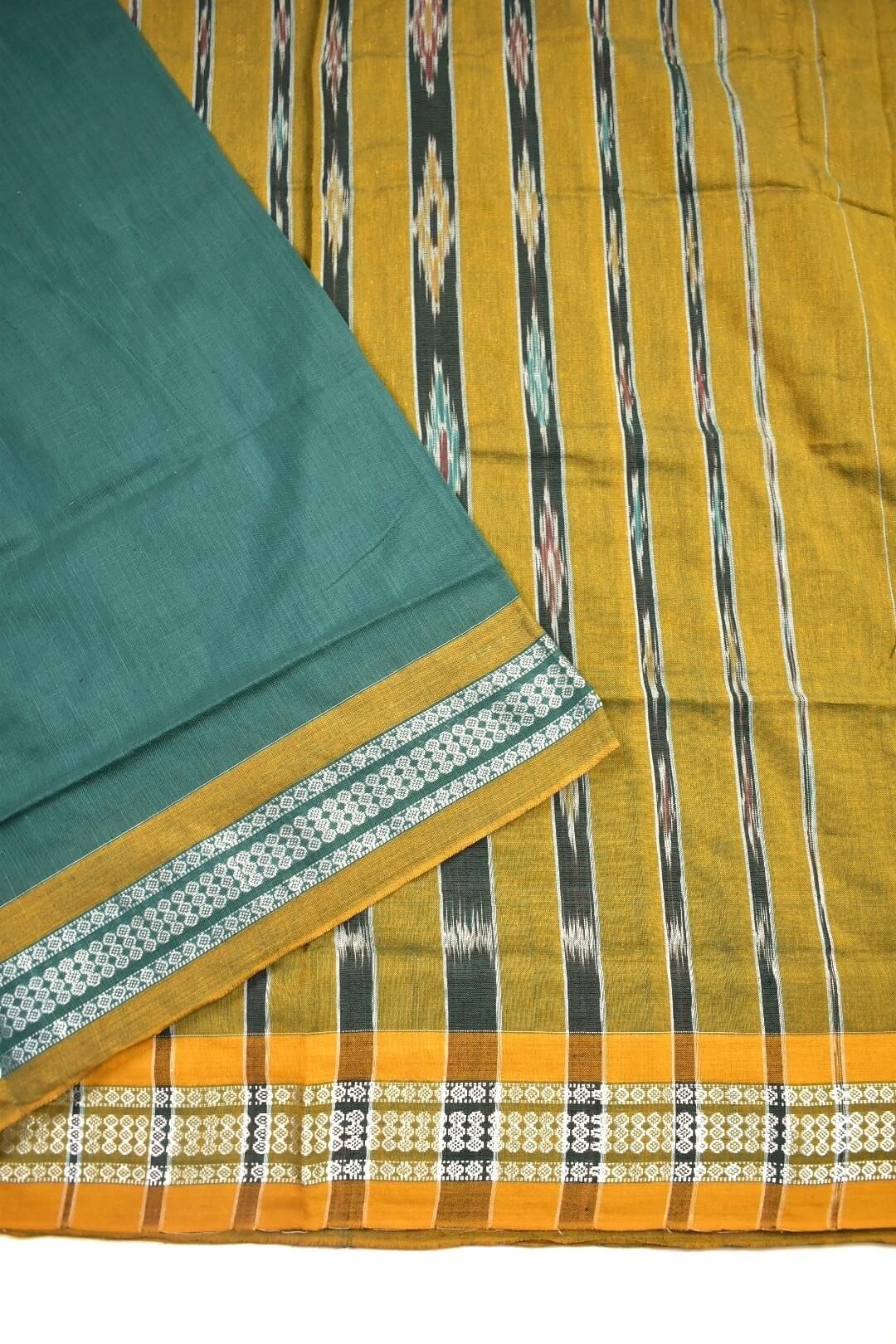 Sky Colour Sambalpuri Handloom Mania Bandha Cotton Saree - Image 3
