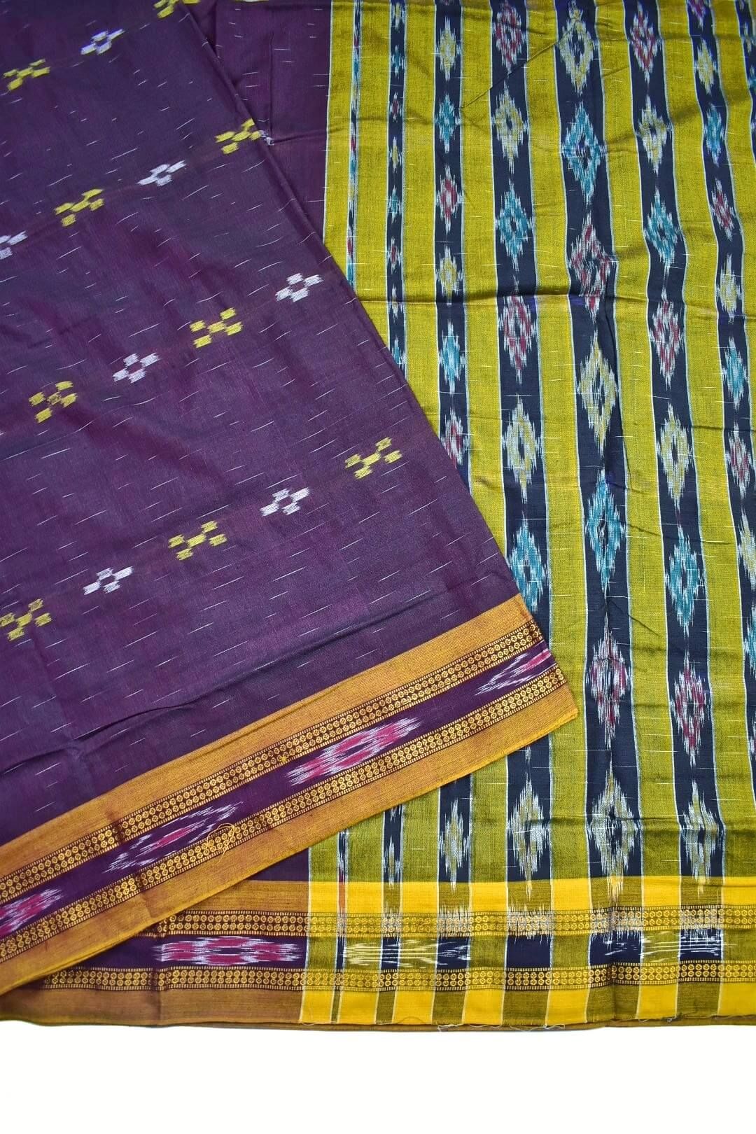 Blue Colour Sambalpuri Handloom Mania Bandha Cotton Saree - Image 3
