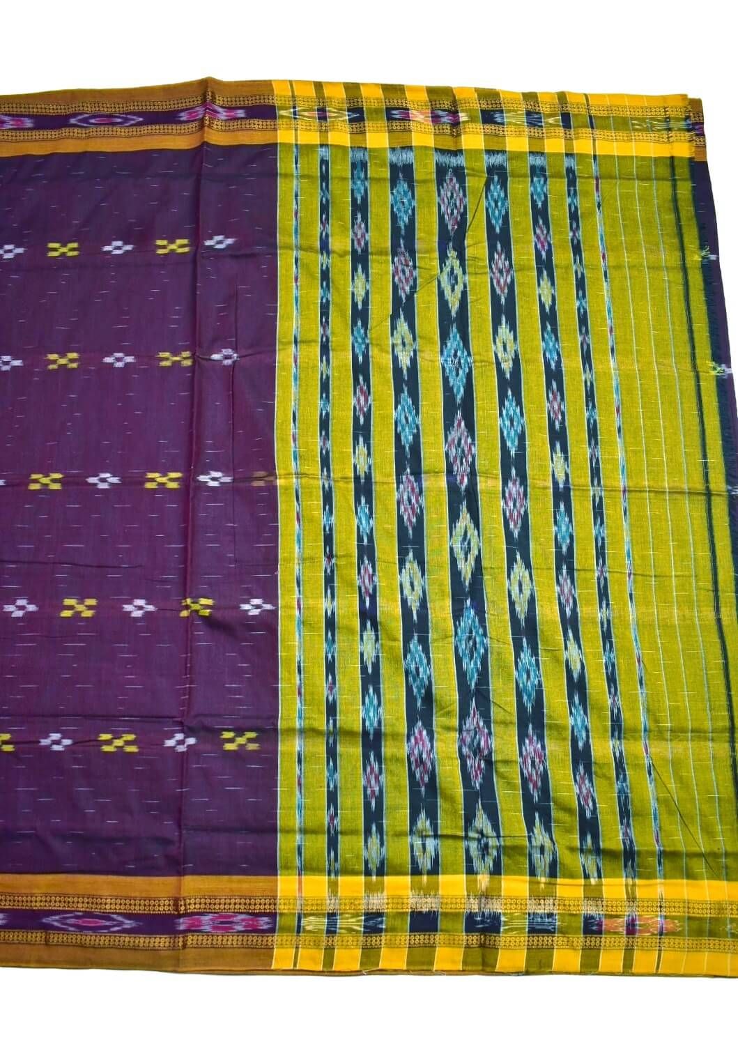 Blue Colour Sambalpuri Handloom Mania Bandha Cotton Saree - Image 2