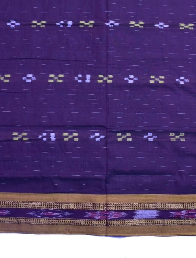 Blue Colour Sambalpuri Handloom Mania Bandha Cotton Saree - Image 4