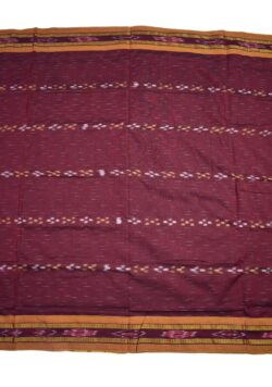 Maroon Colour Sambalpuri Handloom Mania Bandha Cotton Saree
