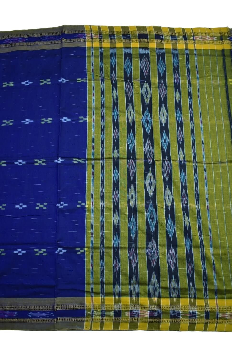 Blue Colour Sambalpuri Handloom Mania Bandha Cotton Saree - Image 2