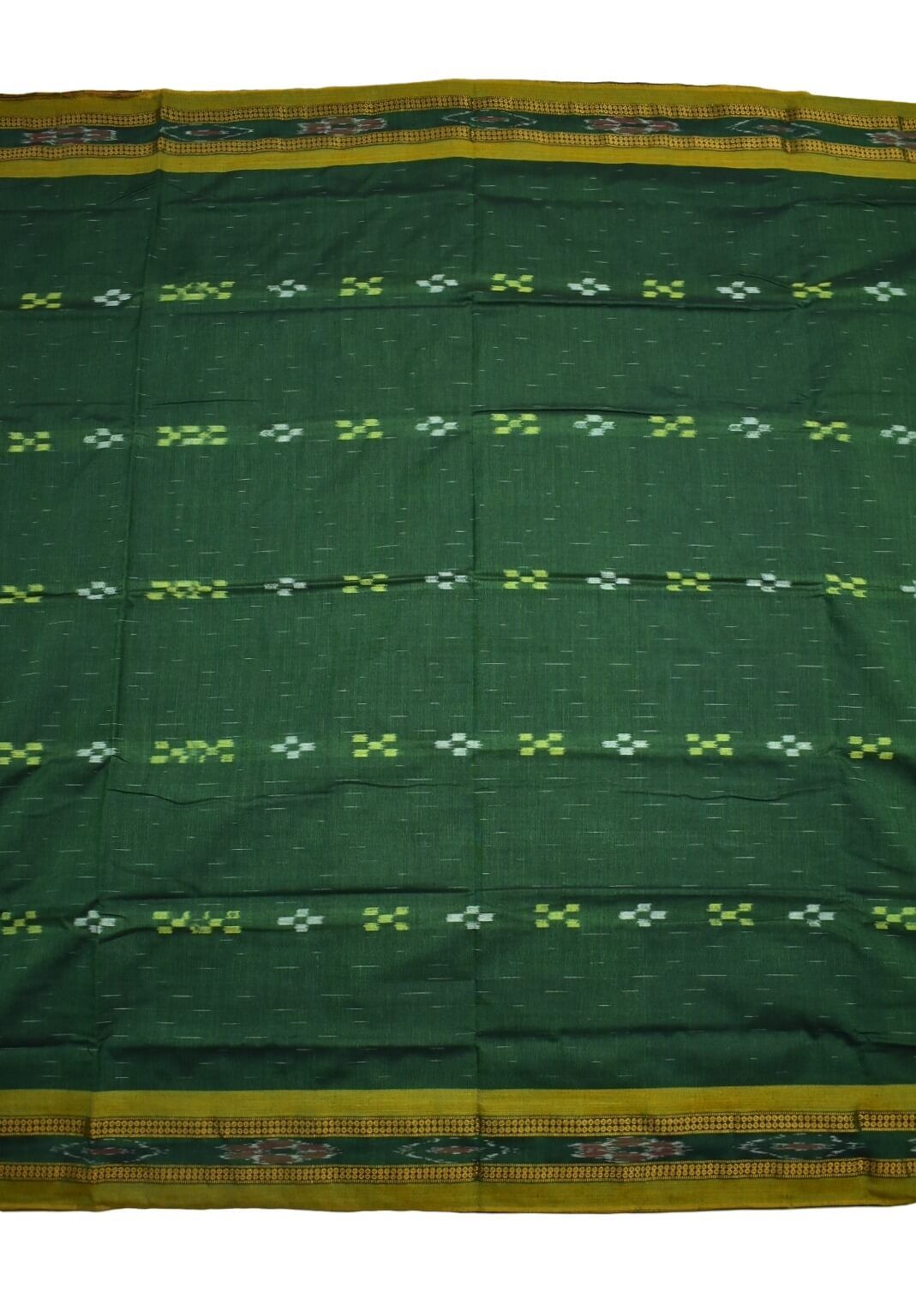 Green Colour Sambalpuri Handloom Mania Bandha Cotton Saree