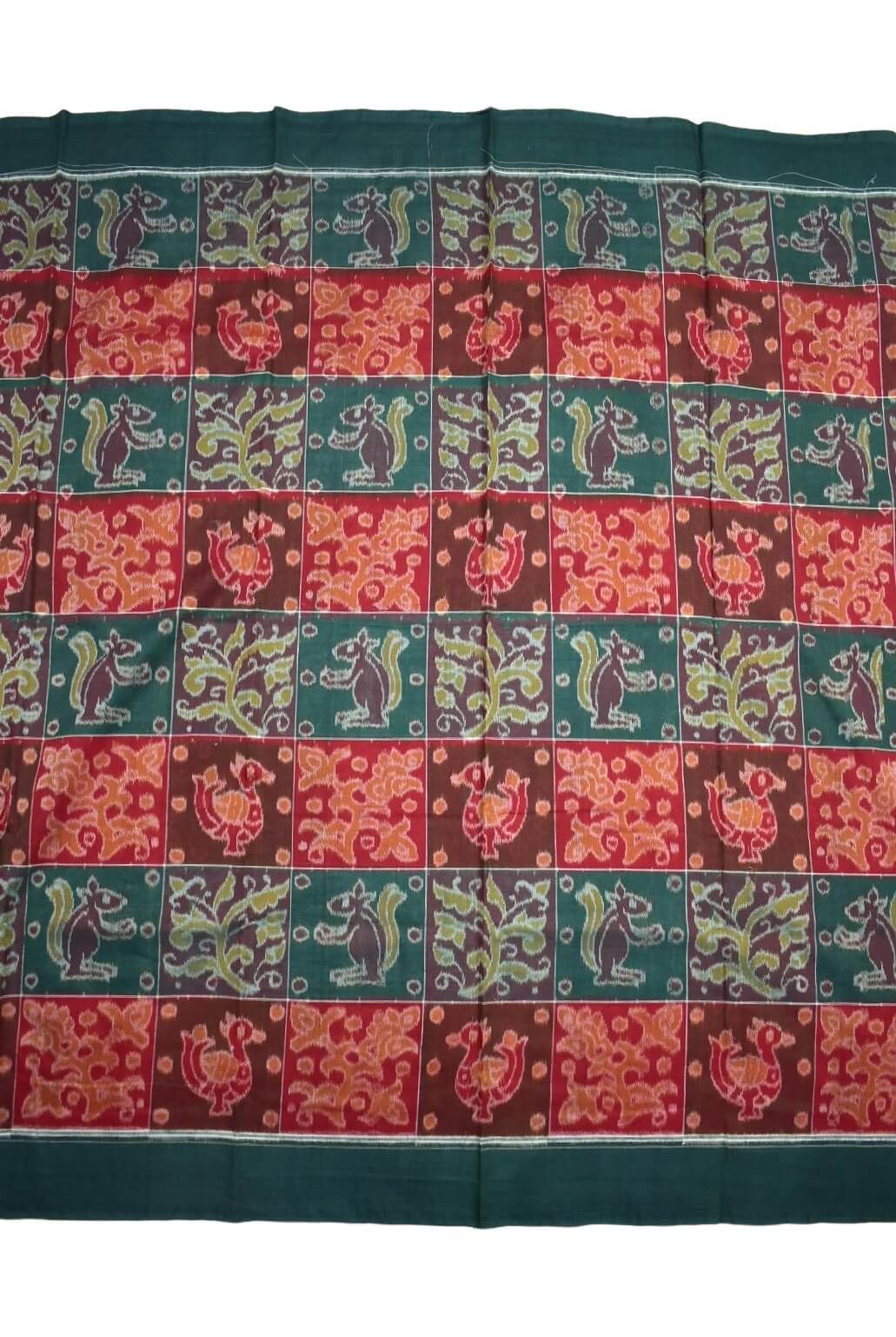 Red-Green Colour Sambalpuri Handloom Cotton Dress Material - Image 4
