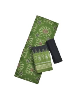 Mahendi Colour Tribal Design Sambalpuri Handloom Cotton Dress Material