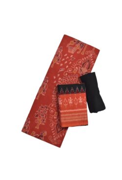 Orange Colour Mahulbeta Design Sambalpuri Handloom Cotton Dress Material