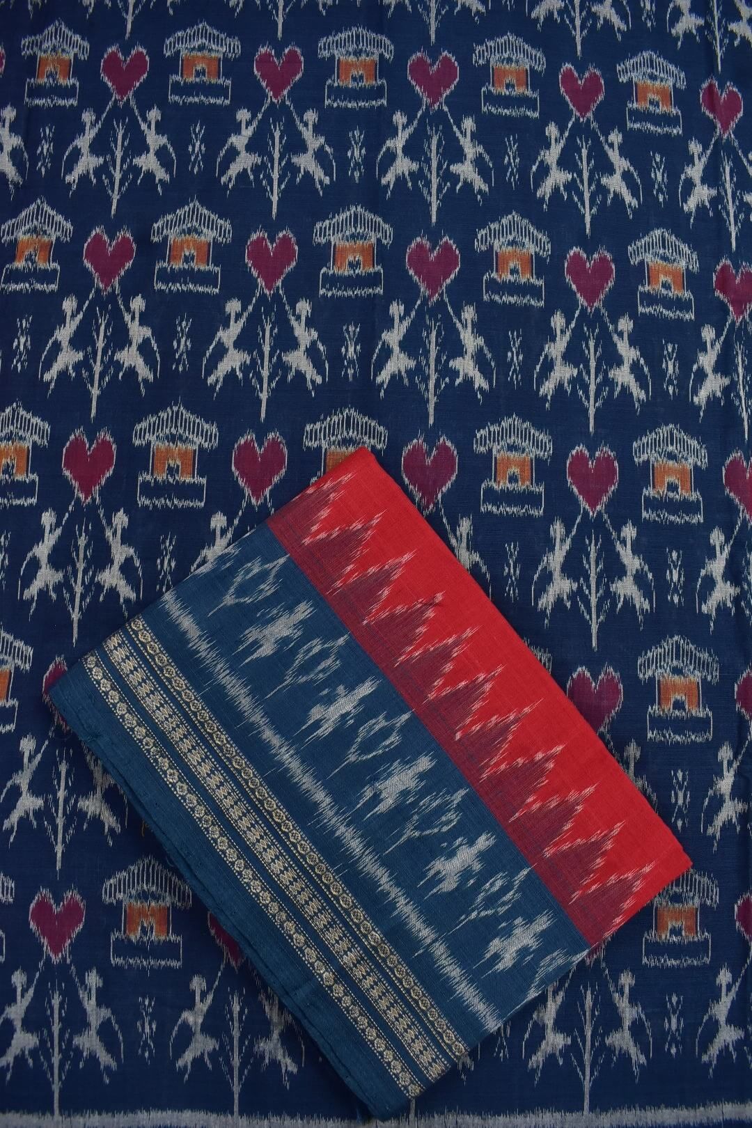 Sumati Colour Tribal Design Sambalpuri Handloom Cotton Dress Material - Image 3