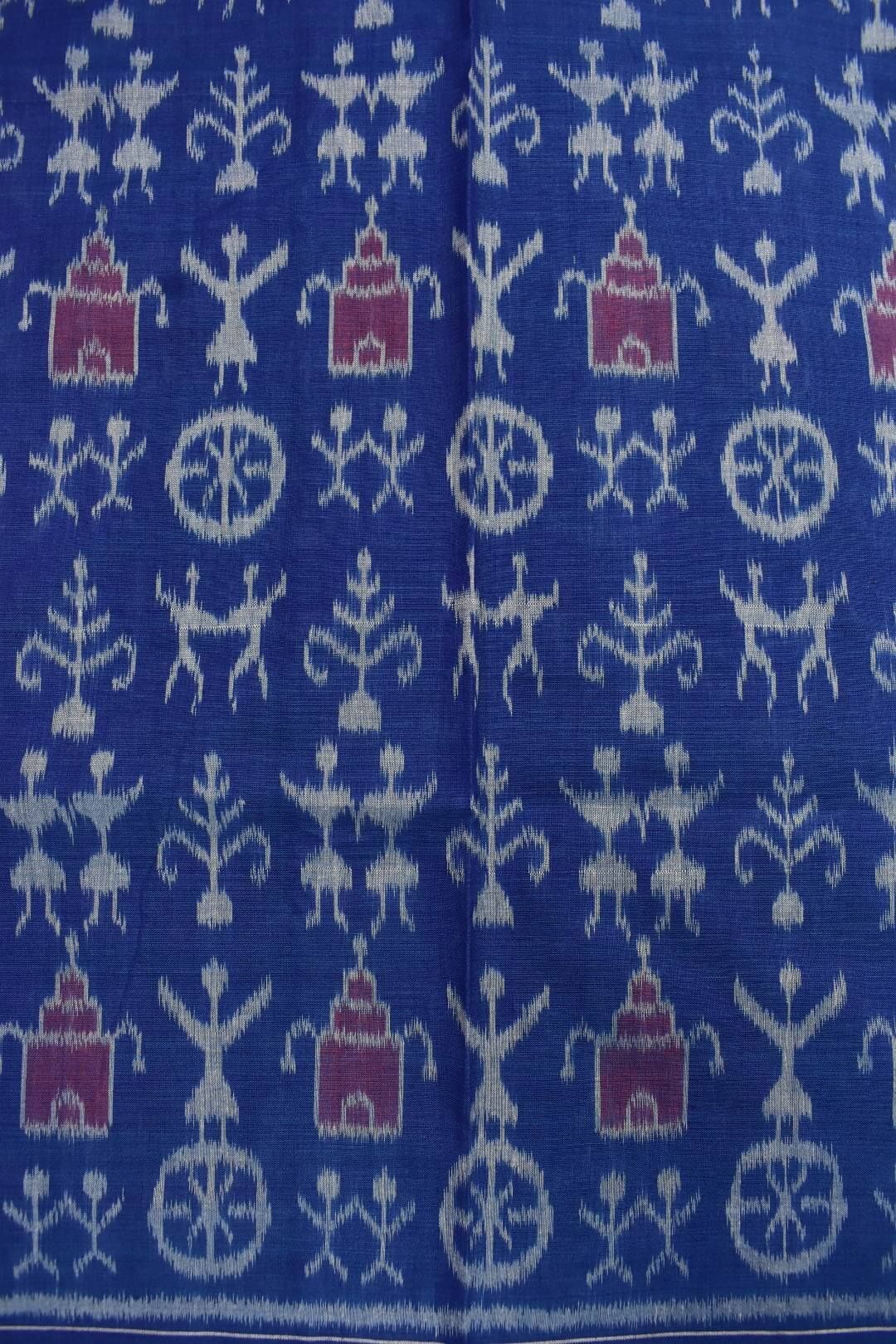 Sky Blue Colour Tribal Design Sambalpuri Handloom Cotton Dress Material - Image 5