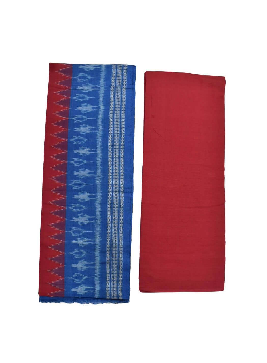 Sky Blue Colour Tribal Design Sambalpuri Handloom Cotton Dress Material - Image 2