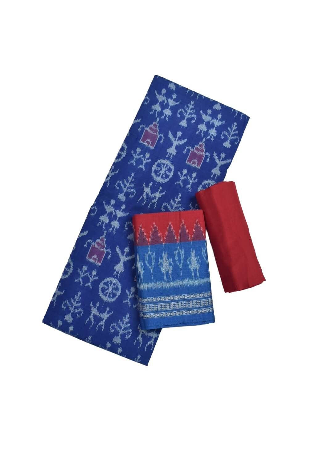 Sky Blue Colour Tribal Design Sambalpuri Handloom Cotton Dress Material
